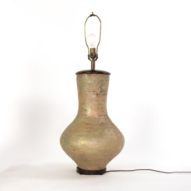 Mid-Century Modern 1978 Large Scale Glazed Concrete Ovid Form Table Lamps, American - a Pair For Sale - Image 3 of 6