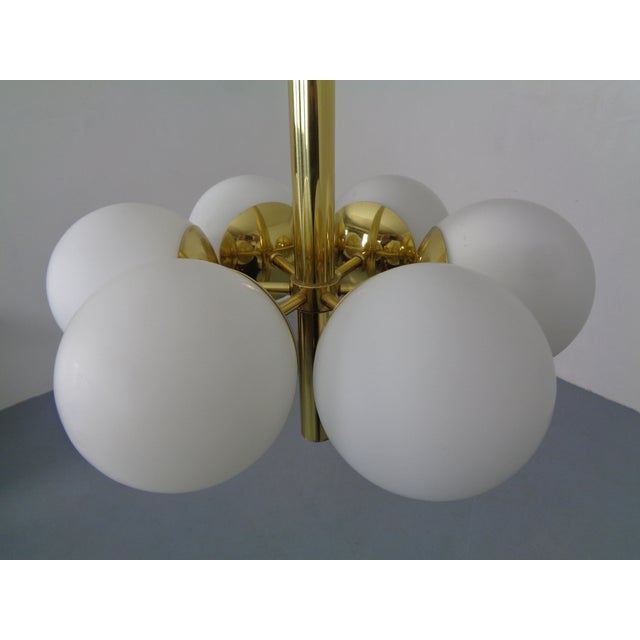 Metal Sputnik Brass and Glass Ceiling Chandelier from Kaiser Idell / Kaiser Leuchten, Germany, 1960s For Sale - Image 7 of 18