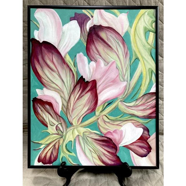 Original Floral Oil Painting, Acanthus Blossoms For Sale - Image 4 of 6