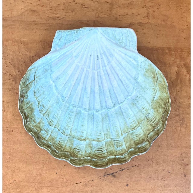 Ceramic Vintage French Scallop Shell Ceramic Dish For Sale - Image 7 of 15