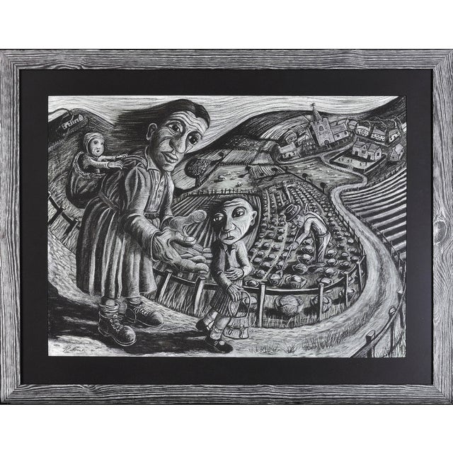 Julian Ruddock, First Day at School, Pastel Artwork, 1980s For Sale