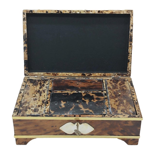 Wood and Brass Jewelry Box, 1950s For Sale - Image 10 of 14