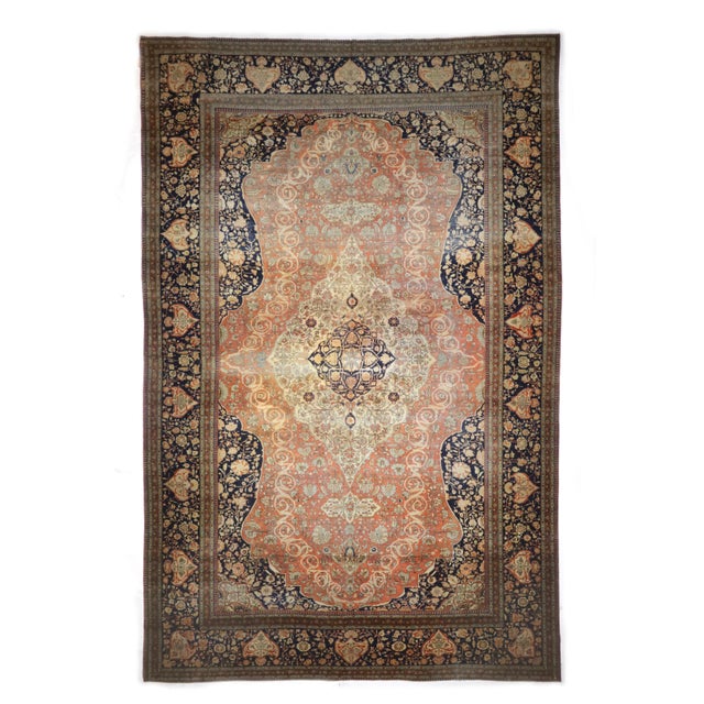 Persian Antique Persian Mohtasham Kashan Rug 10’5” X 16’1” For Sale - Image 3 of 3