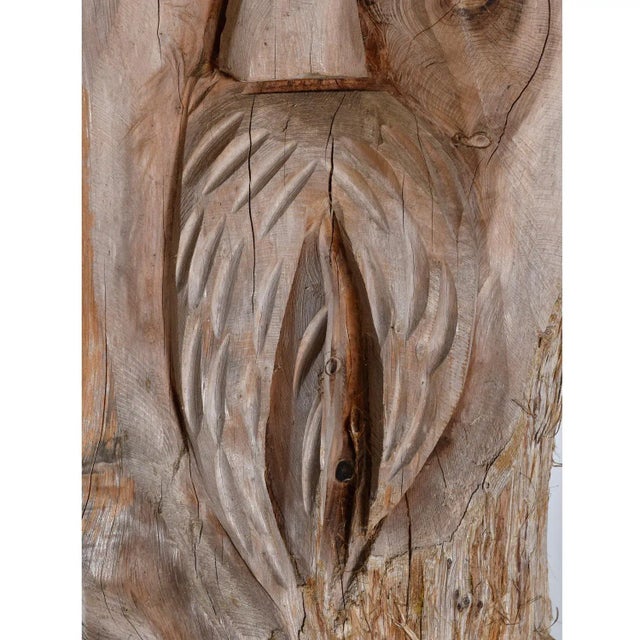 105" Tall Hand Carved Figural Wood Spirit Animals Tree Trunk Totem Sculpture For Sale - Image 13 of 18