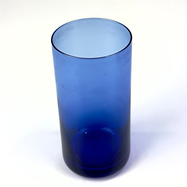 Timeless Vintage Cylindrical Cobalt Glass Vase Curation - Group of 5 For Sale - Image 9 of 12