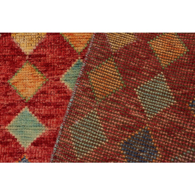 Modern Balochi Red/Blue Wool Rug - 3'3''x5'0'' For Sale - Image 9 of 11