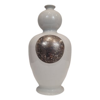 19th Century Chinese Porcelain and Silver Vase by Fabienne Jouvin, France, 1980s For Sale