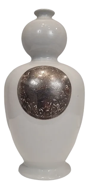 19th Century Chinese Porcelain and Silver Vase by Fabienne Jouvin, France, 1980s
