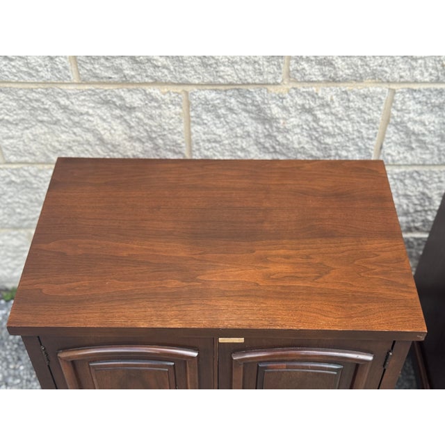 Pair of Mid 20th Century Walnut Nightstands For Sale - Image 4 of 12