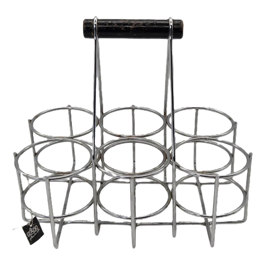 Vintage 6-Bottle Rack in Chrome-Plated Steel and Wood from Zack, 1980s ...