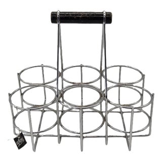 Vintage 6-Bottle Rack in Chrome-Plated Steel and Wood from Zack, 1980s For Sale