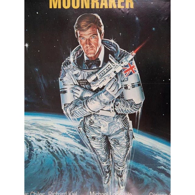 Original vintage advertising poster the movie "moonraker" with roger moore as james bond from 1979. Time-typical artwork...