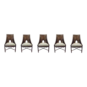 Barbara Barry for Baker / McGuire Organic Modern Caned Chocolate Brown Dining Chairs Set of Five