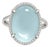 14K White Gold Aquamarine Cabochon Diamond Cocktail Ring Estate For Sale