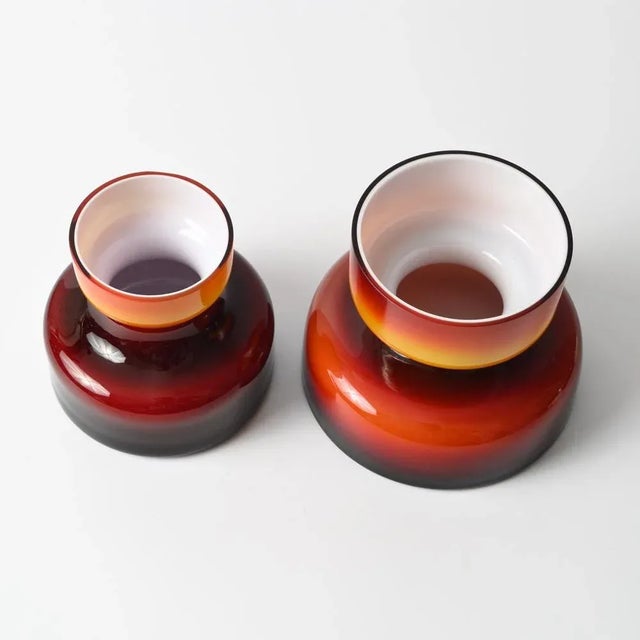 Polish Glass Reducta Vases from Hortensja, 1970s, Set of 2 For Sale - Image 6 of 9