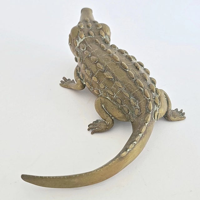 1940s 1940's Vintage Brass Crocodile Figurine For Sale - Image 5 of 12