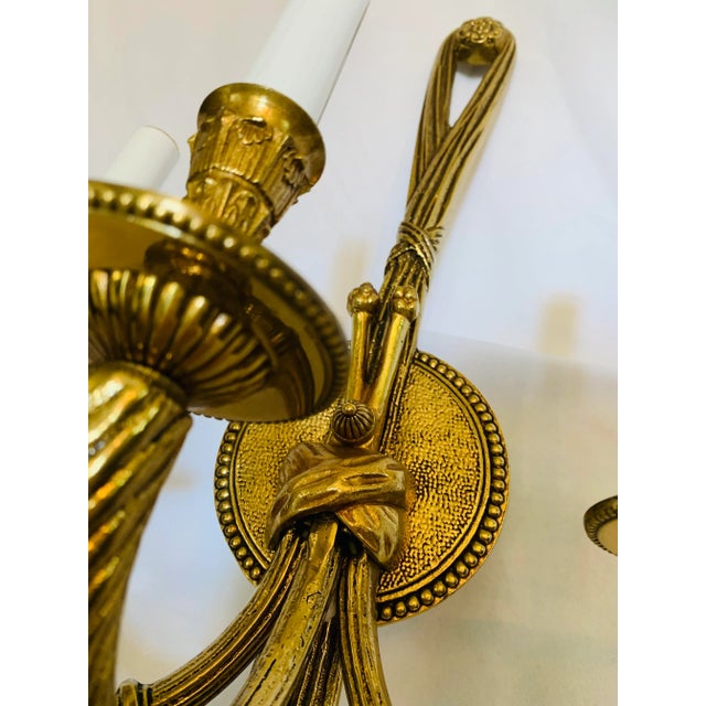 Traditional Late 20th Century 3 Light Brass Empire Sconce Made in Spain From the Foundry l.A. For Sale - Image 3 of 13