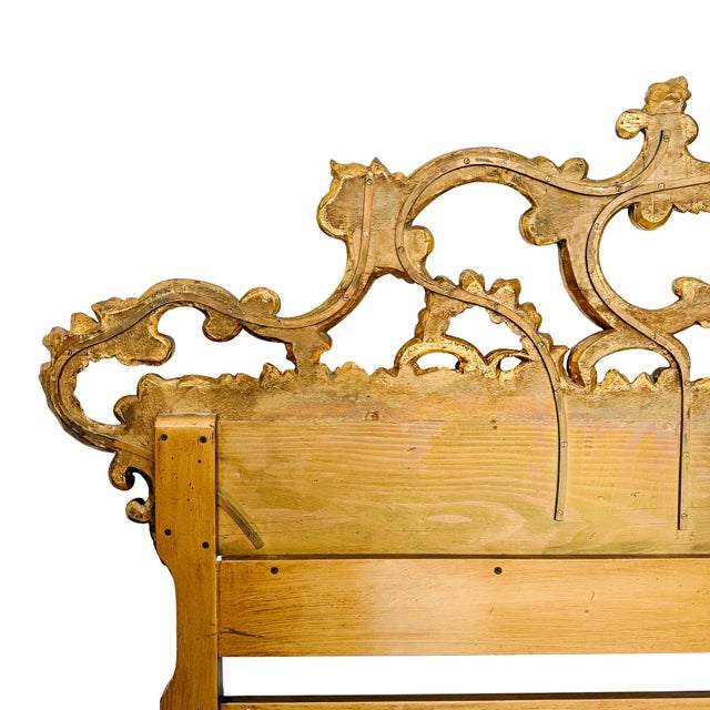 1960s Italian Rococo Louis VI King Size Headboard Carved Giltwood For Sale - Image 15 of 16