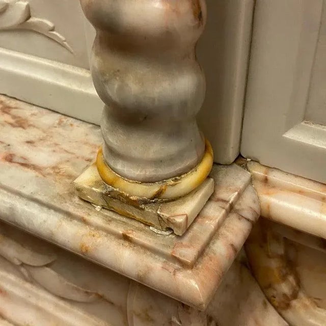 Large French 19 Century Carved Marble Mantel Clock For Sale - Image 12 of 13