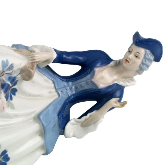 Italian Polychrome Porcelain Tall Dama from Porcelain Cacciapuoti, 1930s For Sale - Image 4 of 8