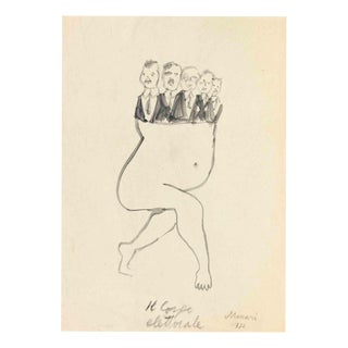Mino Maccari, Nude, The Electorate, 1952, Marker on Paper For Sale