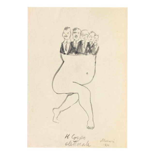 Mino Maccari, Nude, The Electorate, 1952, Marker on Paper For Sale