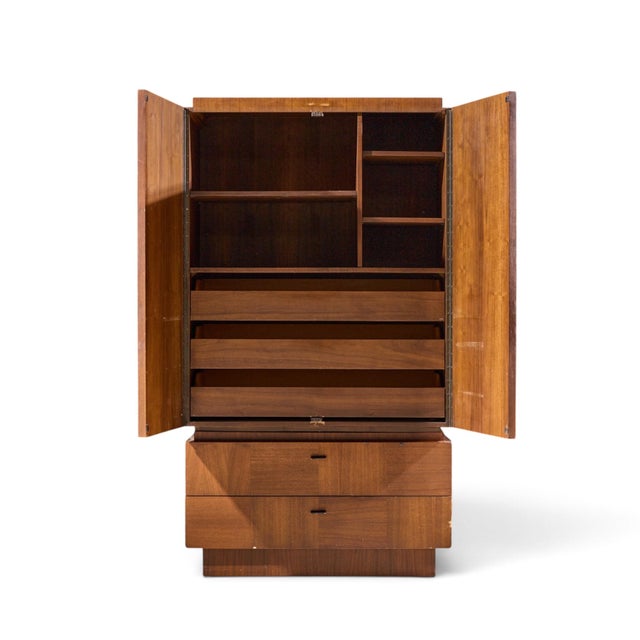 Lane Brutalist Mid Century Walnut Armoire Dresser For Sale - Image 9 of 9