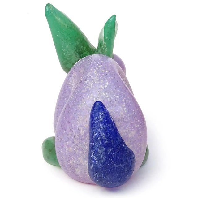 Murano Gambaro Poggi Vintage Lavender Purple Scavo Italian Art Glass Bunny Rabbit Figurine Paperweight For Sale In Orlando - Image 6 of 8