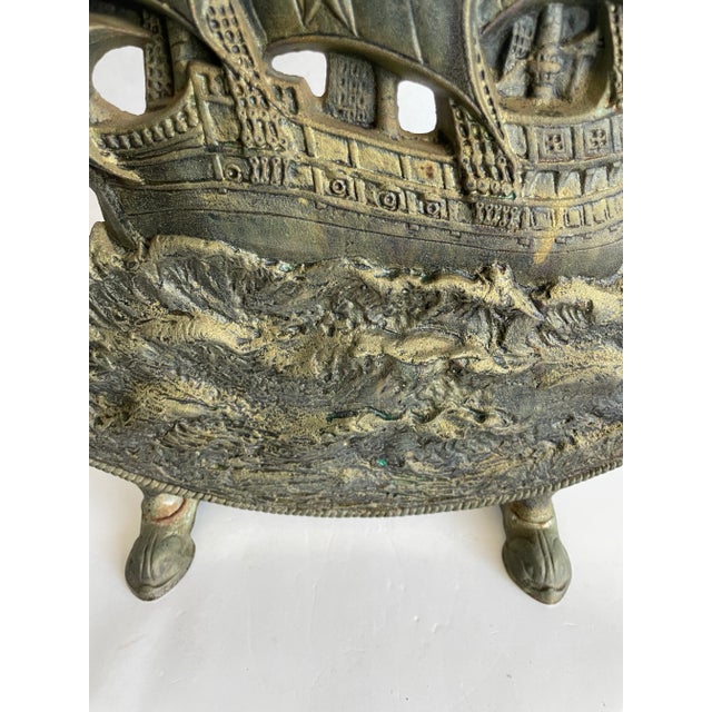 Antique Cast Iron Ship on the Seas Fireplace Screen Door Stop Chairish