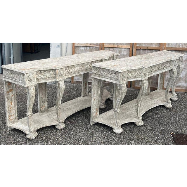 Italian Consoles in Pinewood, Early 20th Century, Set of 2 For Sale - Image 10 of 15