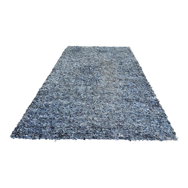 8ft 3in × 13ft 8in Stark Upcycled Denim Shag Area Rug For Sale