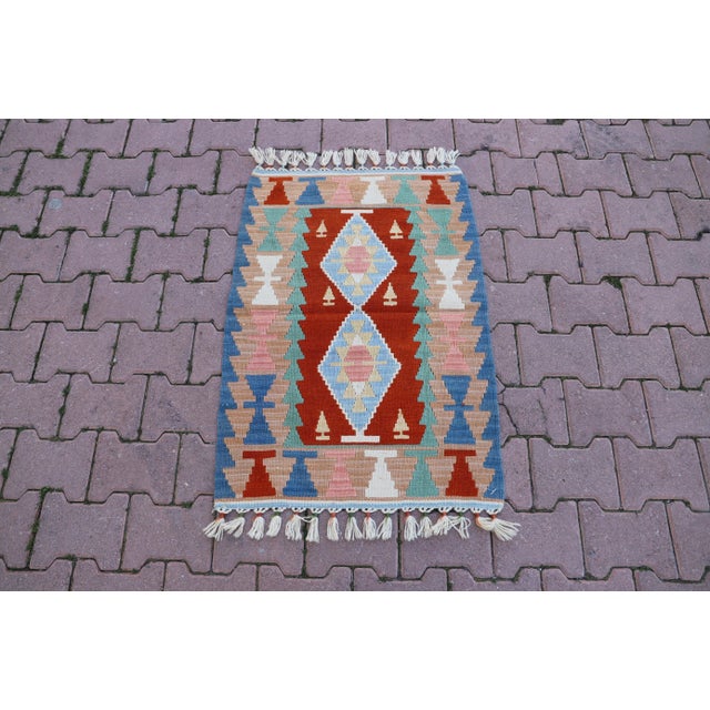 1990s Scandinavian Blue Cappadocia Kilim Rug For Sale - Image 9 of 9
