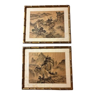 A Pair of Chinese Paintings, Ink and Color on Silk, 20th Century, Signed For Sale