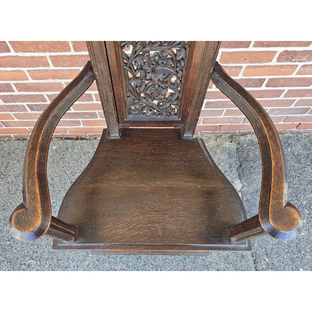 Great Pair of 19th Century Oak Gothic Revival Tall Armchairs C. 1840 For Sale - Image 9 of 18