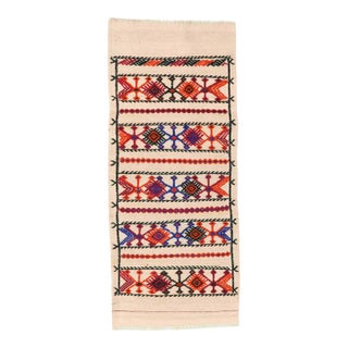 Small Vintage Embroidered Kilim Rug - 1`11″ X 4`5″ Ft. For Sale