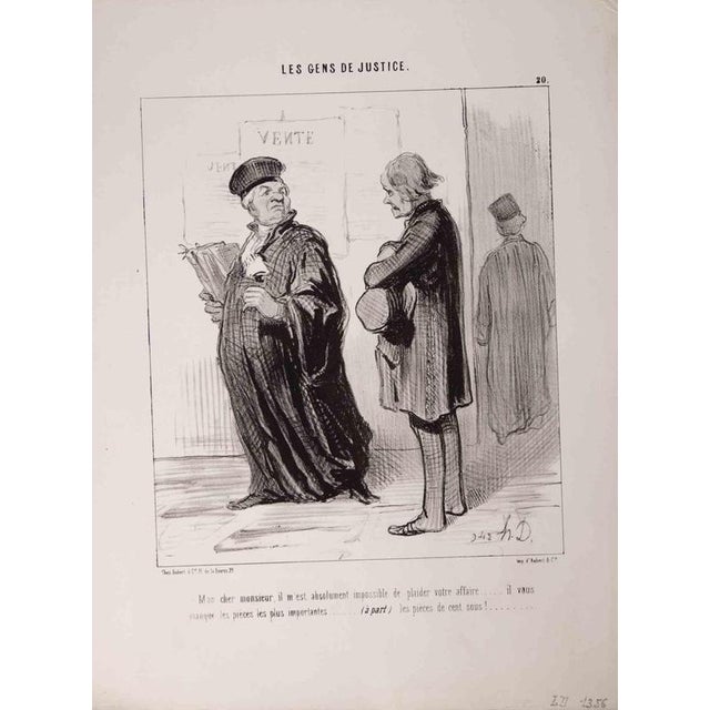 Lithograph realized by Daumier in 1845, belonging to the Series "Les Gens de Justice" Table no. 20 of the Series....