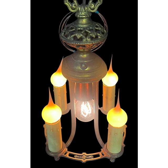 1920s 1920s Art Deco Lightolier Five Light Chandelier For Sale - Image 5 of 7