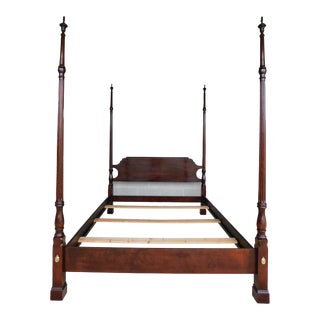Statton Chippendale Style Cherry Cambridge Finish Queen Size Four Poster Bed For Sale