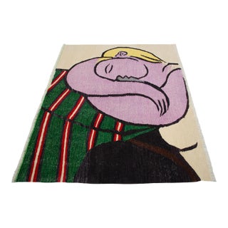 Hand Woven New Rug Kilim - Pablo Picasso Art Inspired - Contemporary Area Rug 3′8″ × 5′ For Sale