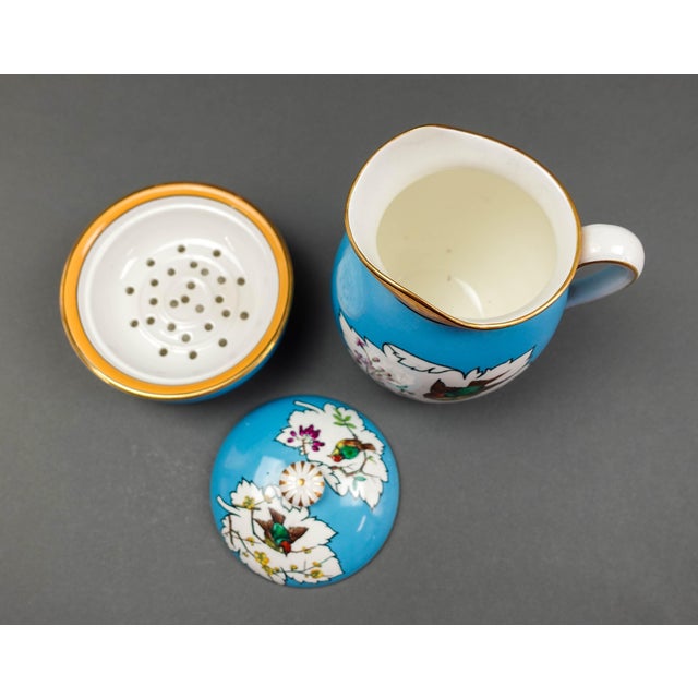 Minton England Antique Birds Turquoise Porcelain Soap Dish & Pitcher Set - 2 Pieces For Sale In Miami - Image 6 of 10