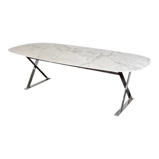 B&b Italia Maxalto Pathos Dining Table by Antonio Citterio in Calacatta Marble and Chrome For Sale