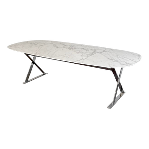 B&b Italia Maxalto Pathos Dining Table by Antonio Citterio in Calacatta Marble and Chrome