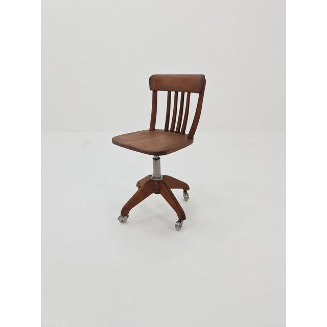 Bauhaus Swivel Office Chair in Wood by Der Ferderdreh, 1930s For Sale - Image 9 of 11