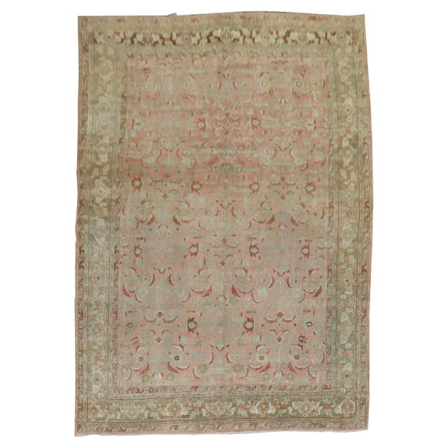 Deer Head Pink Antique Persian Bidjar Pictorial Room Size Rug For Sale - Image 15 of 18