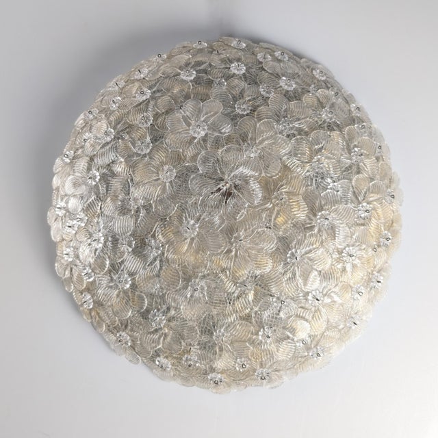 Gold Floral Ceiling Lamp in Murano Glass with Gold Powder Barovier & Toso, 1960s For Sale - Image 8 of 13