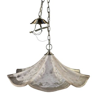 Vintage Large Italian Art Glass Attributed Murano Pendant Tulip Light Fixture For Sale