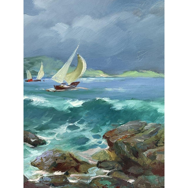 Oil Painting the Beginning of a Storm at Sea Yuriy Suprunchuk For Sale - Image 10 of 11