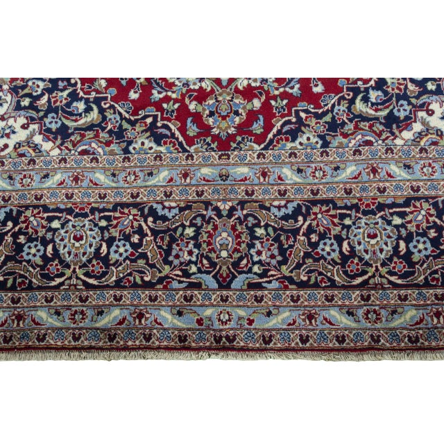 Red Hand-Knotted Cork Wool Kashan Rug with Medallion Design, 2000s For Sale - Image 8 of 13