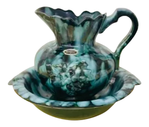 Late 20th Century Arkansas Pottery Pitcher and Basin - 2 Pieces