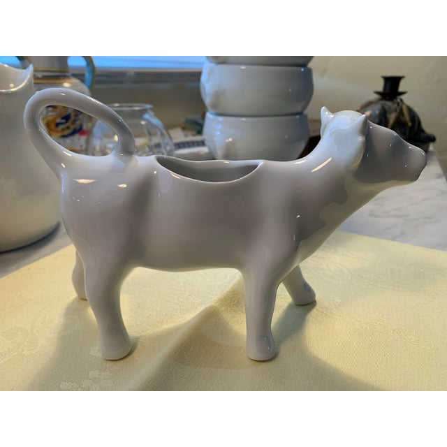 French Porcelain Cow Creamer Pitcher Mid-20th Century For Sale - Image 9 of 11